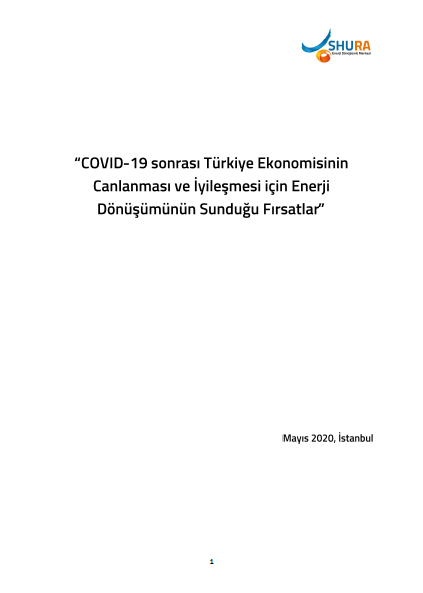 COVID-19 Sonrası Türkiye Ekonomisinin Canlanması ve İyileşmesi için Enerji Dönüşümünün Sunduğu Fırsatlar